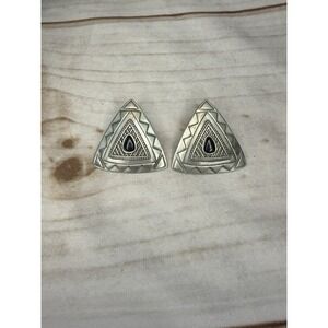 Vintage 1980s Large Triangle Statement Earrings Tribal Southwestern